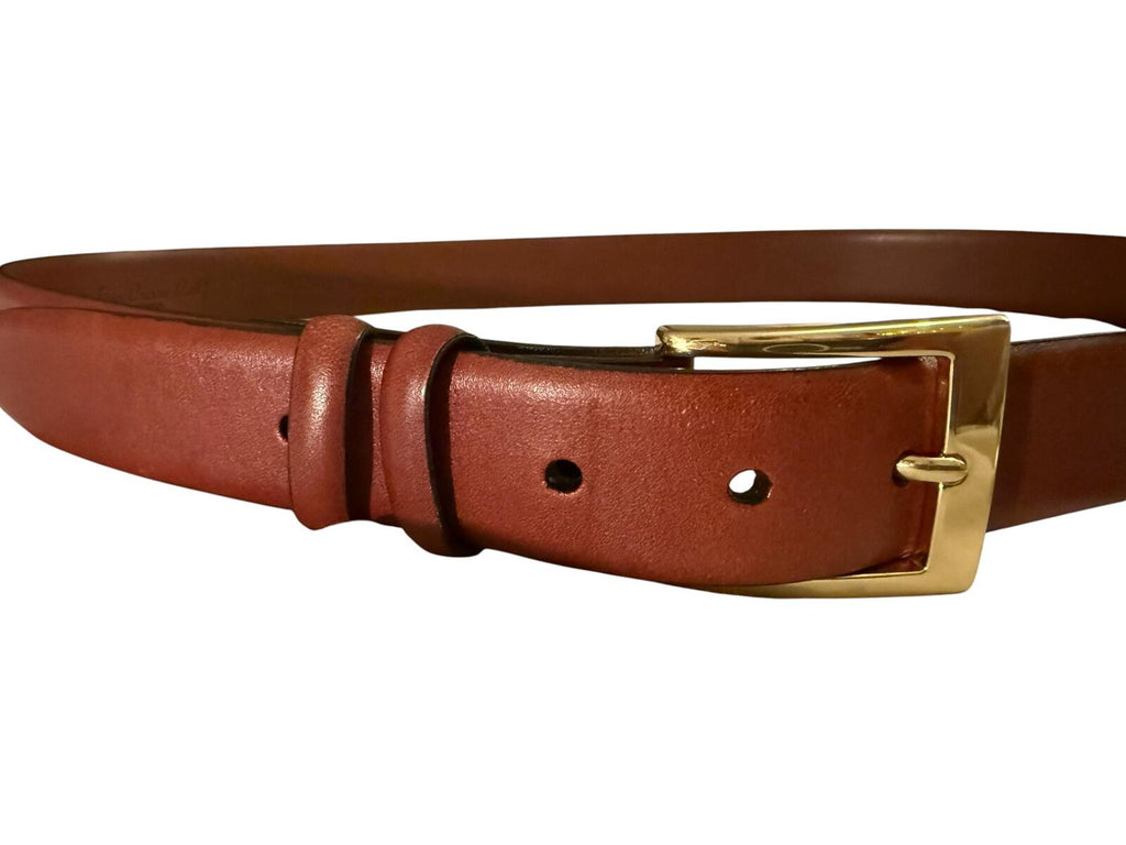 Torino Brown Leather Belt with Gold-Tone Buckle