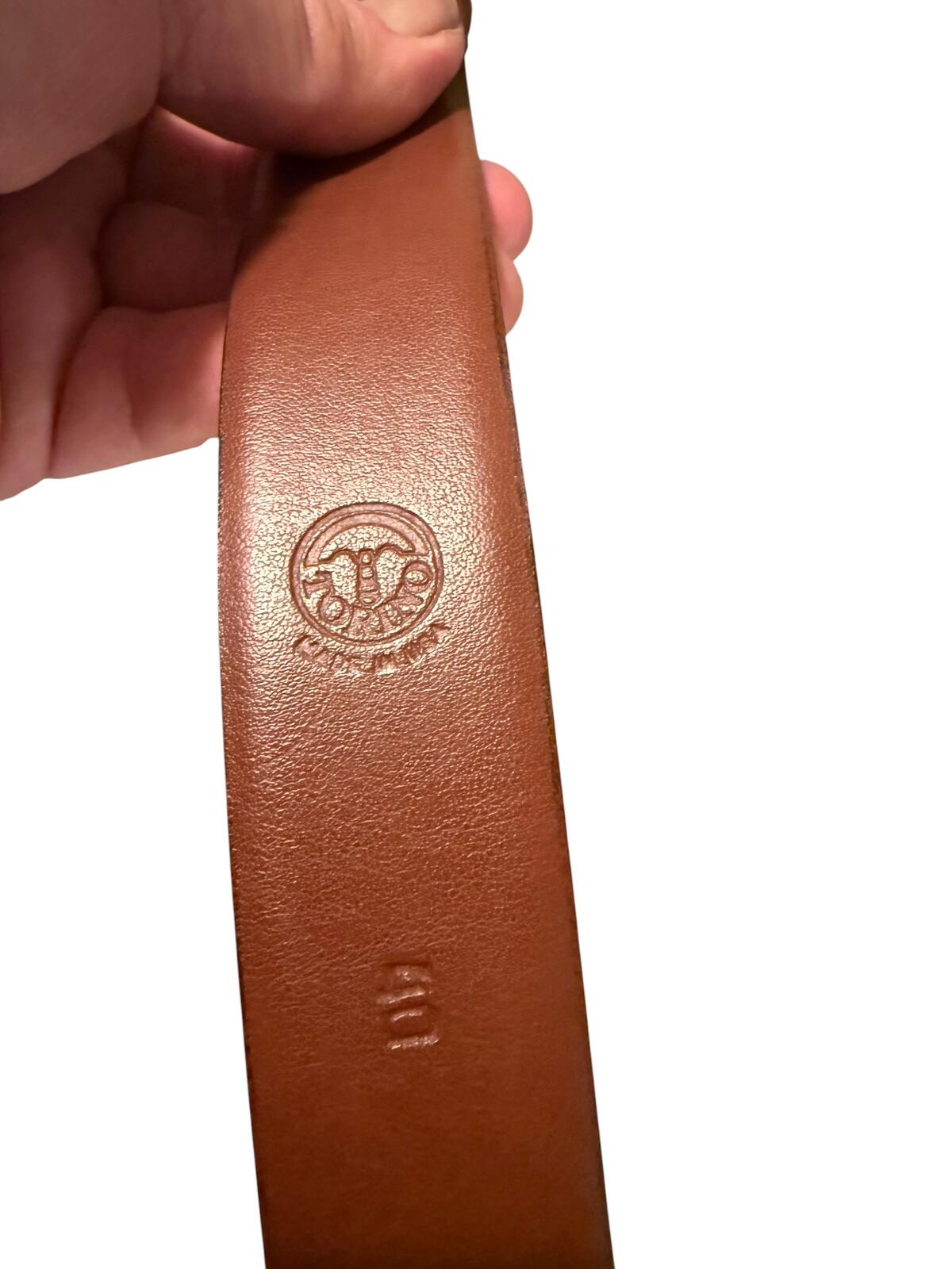 Torino Brown Leather Belt with Gold-Tone Buckle