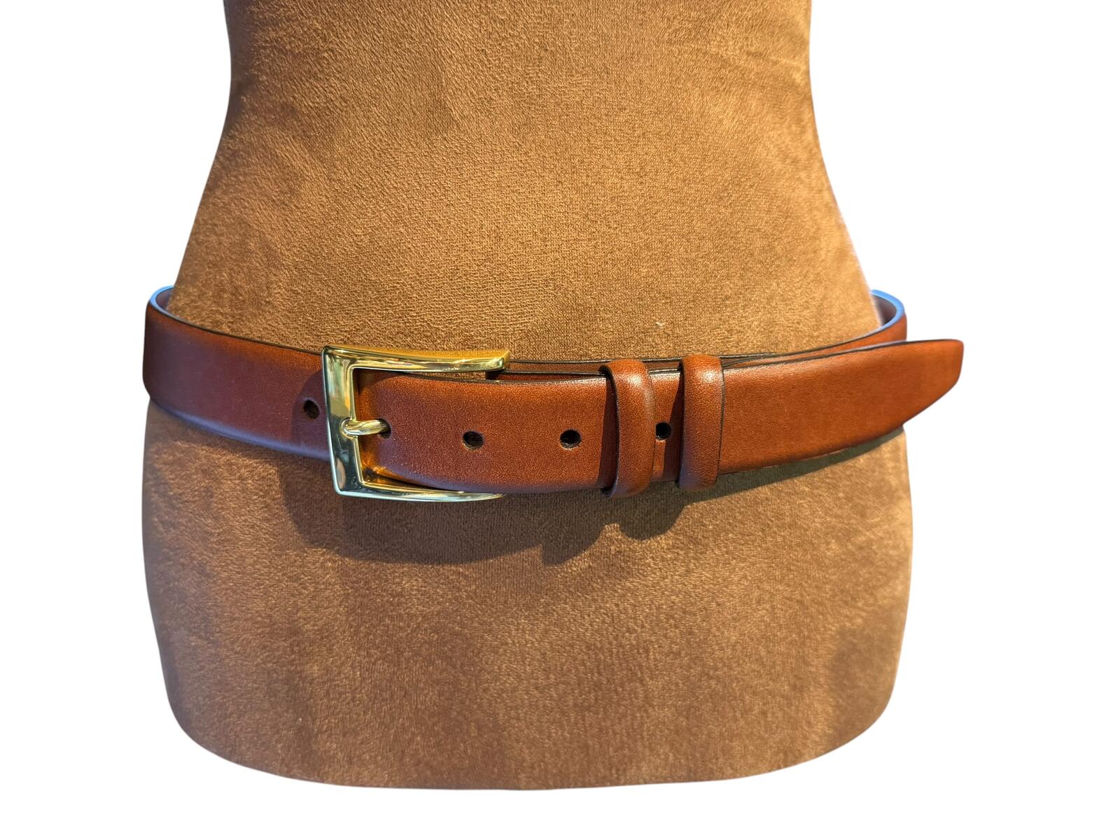 Torino Brown Leather Belt with Gold-Tone Buckle