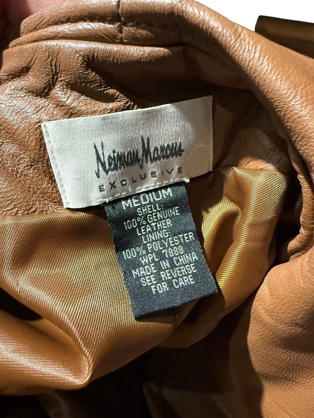 Neiman Marcus Brown Leather Ruffle Jacket