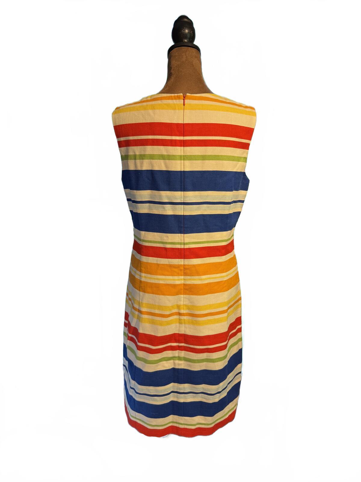 Tabitha Multicolor Striped Embroidered Sleeveless Shift Dress