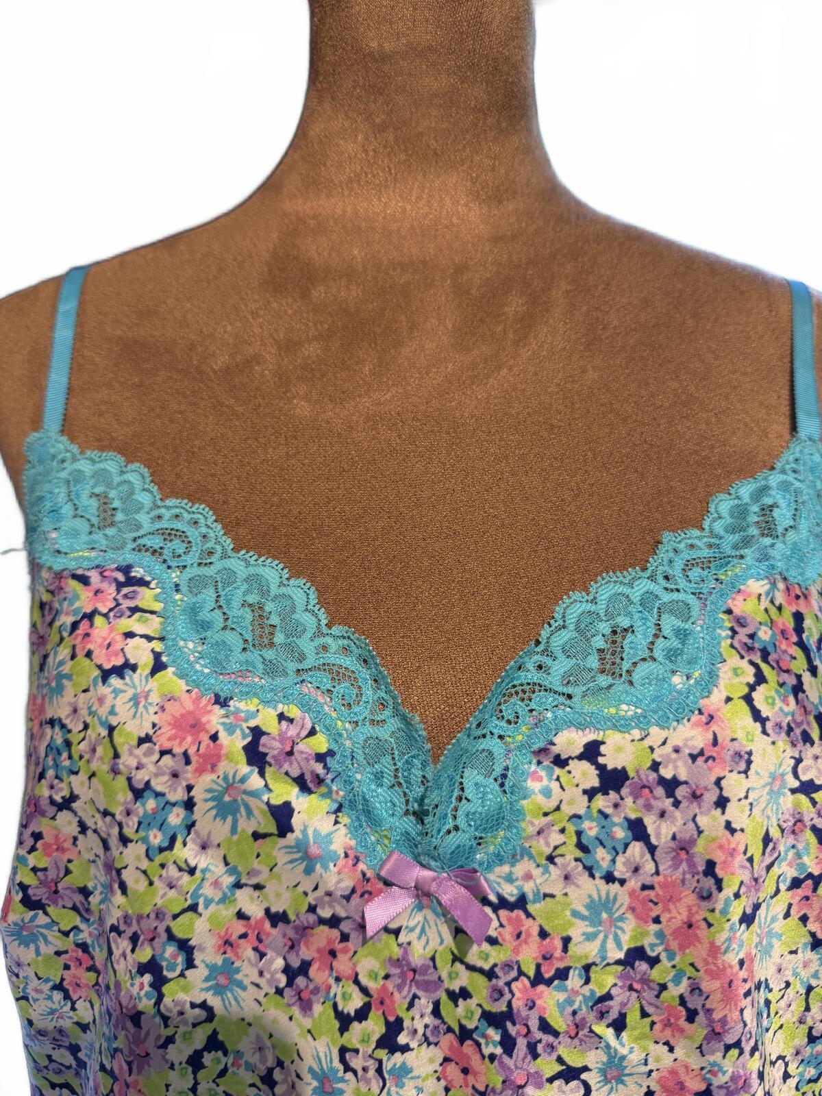 Victoria's Secret Floral Lace Trim Chemise Nightgown