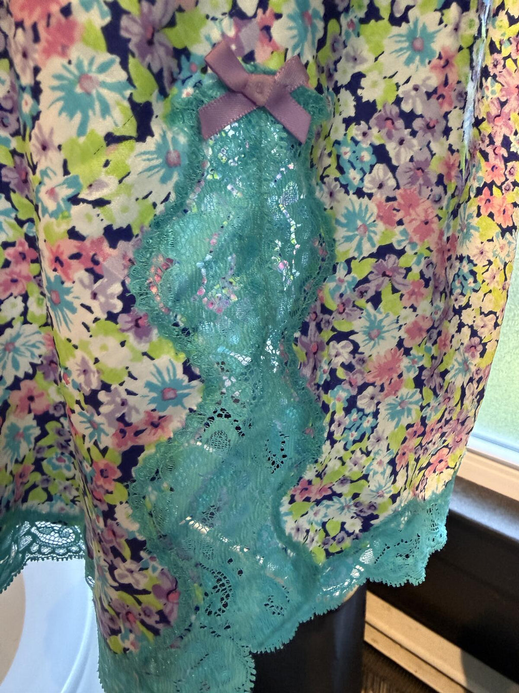 Victoria's Secret Floral Lace Trim Chemise Nightgown