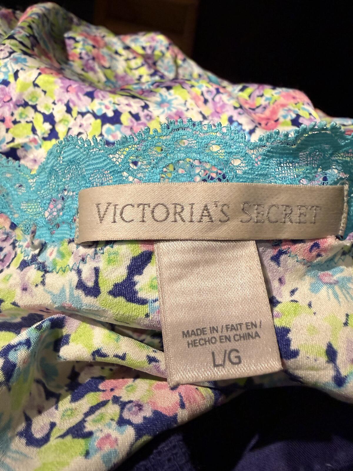Victoria's Secret Floral Lace Trim Chemise Nightgown
