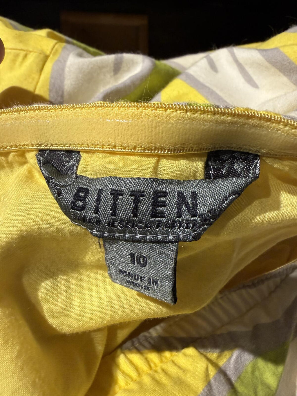Bitten Yellow Leaf Print Strapless Dress