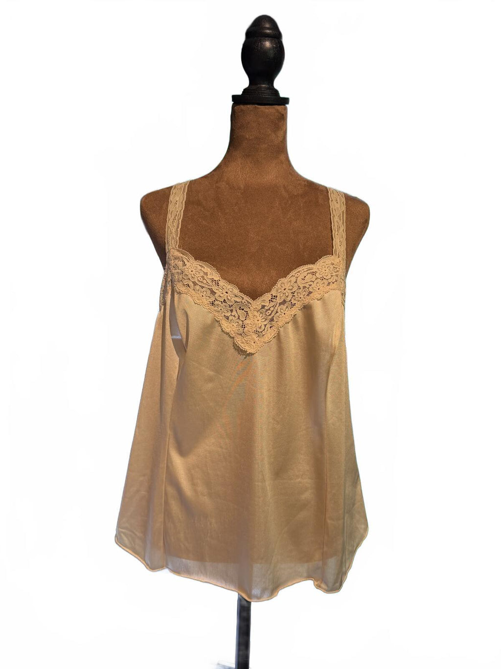 Vanity Fair Beige Nylon Lace Trim Camisole