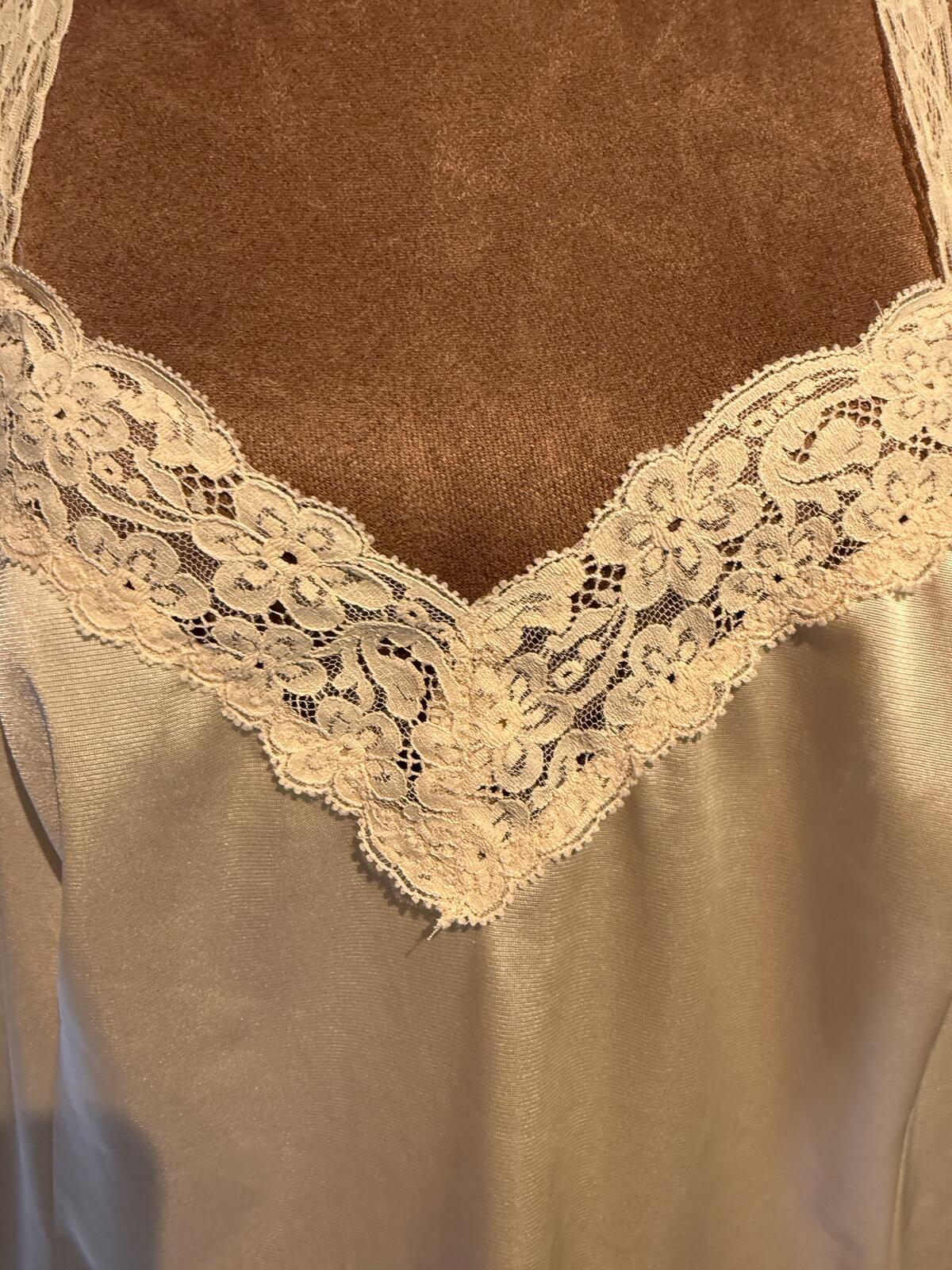 Vanity Fair Beige Nylon Lace Trim Camisole