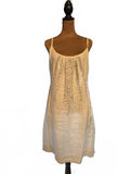 Eileen Fisher Cream Embellished Spaghetti Strap Linen Slip Dress