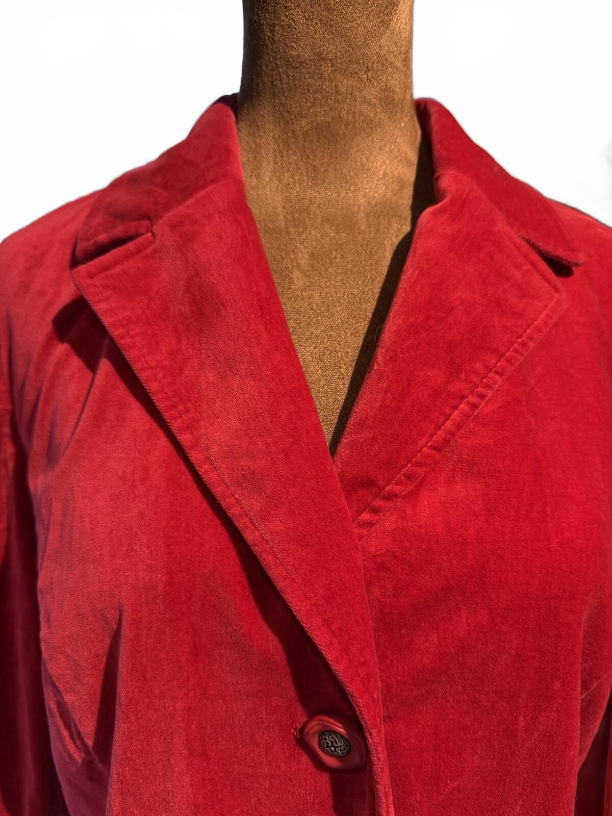 JM Collection Red Embroidered Velvet Blazer Jacket