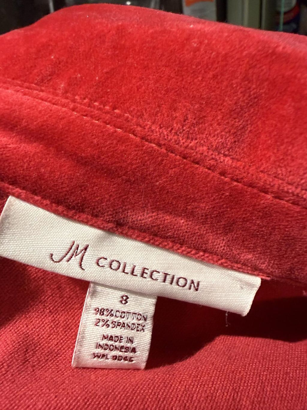 JM Collection Red Embroidered Velvet Blazer Jacket
