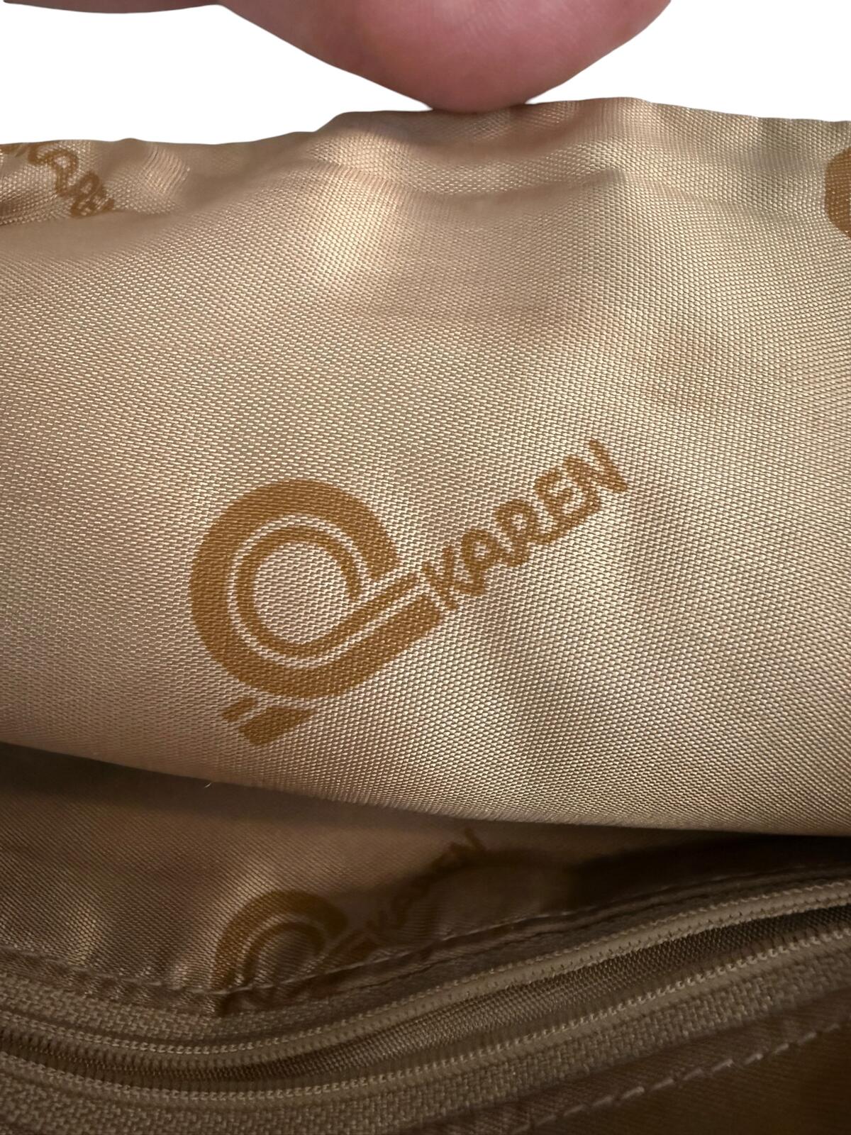 Karen Vintage Beige Studded Nylon Clutch Wristlet Pouch