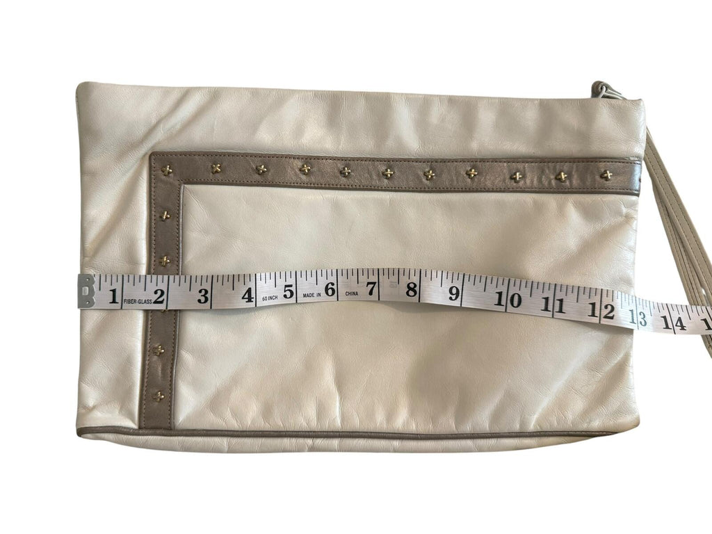 Karen Vintage Beige Studded Nylon Clutch Wristlet Pouch