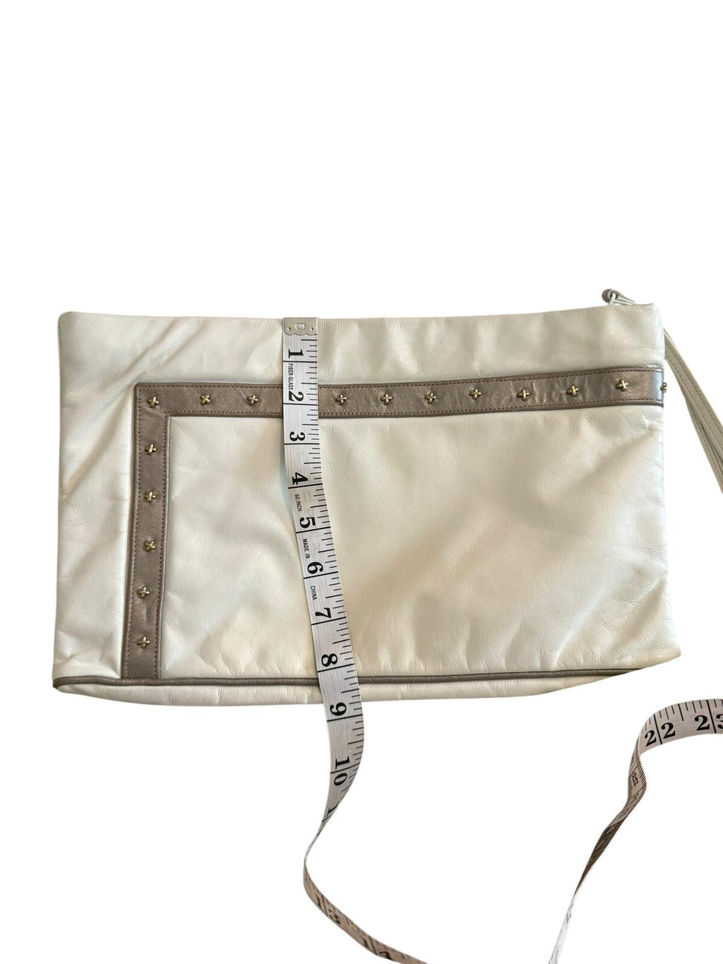 Karen Vintage Beige Studded Nylon Clutch Wristlet Pouch