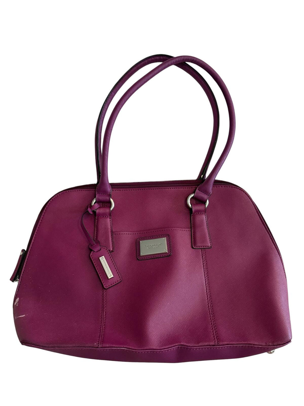 Tignanello Magenta Saffiano Leather Dome Satchel Shoulder Bag