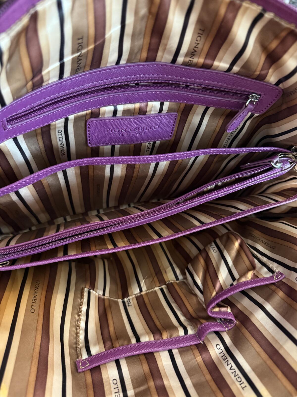Tignanello Magenta Saffiano Leather Dome Satchel Shoulder Bag