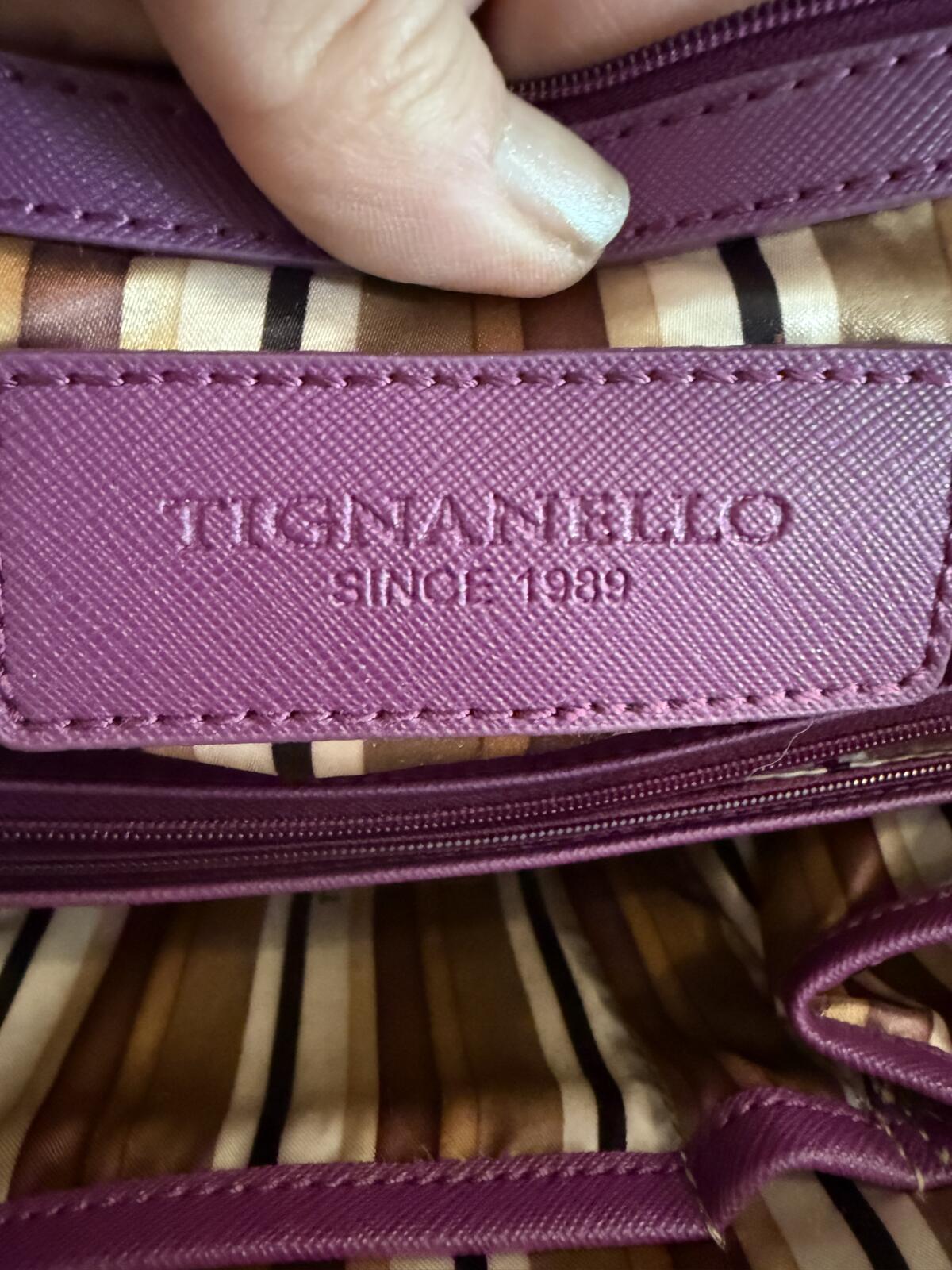 Tignanello Magenta Saffiano Leather Dome Satchel Shoulder Bag