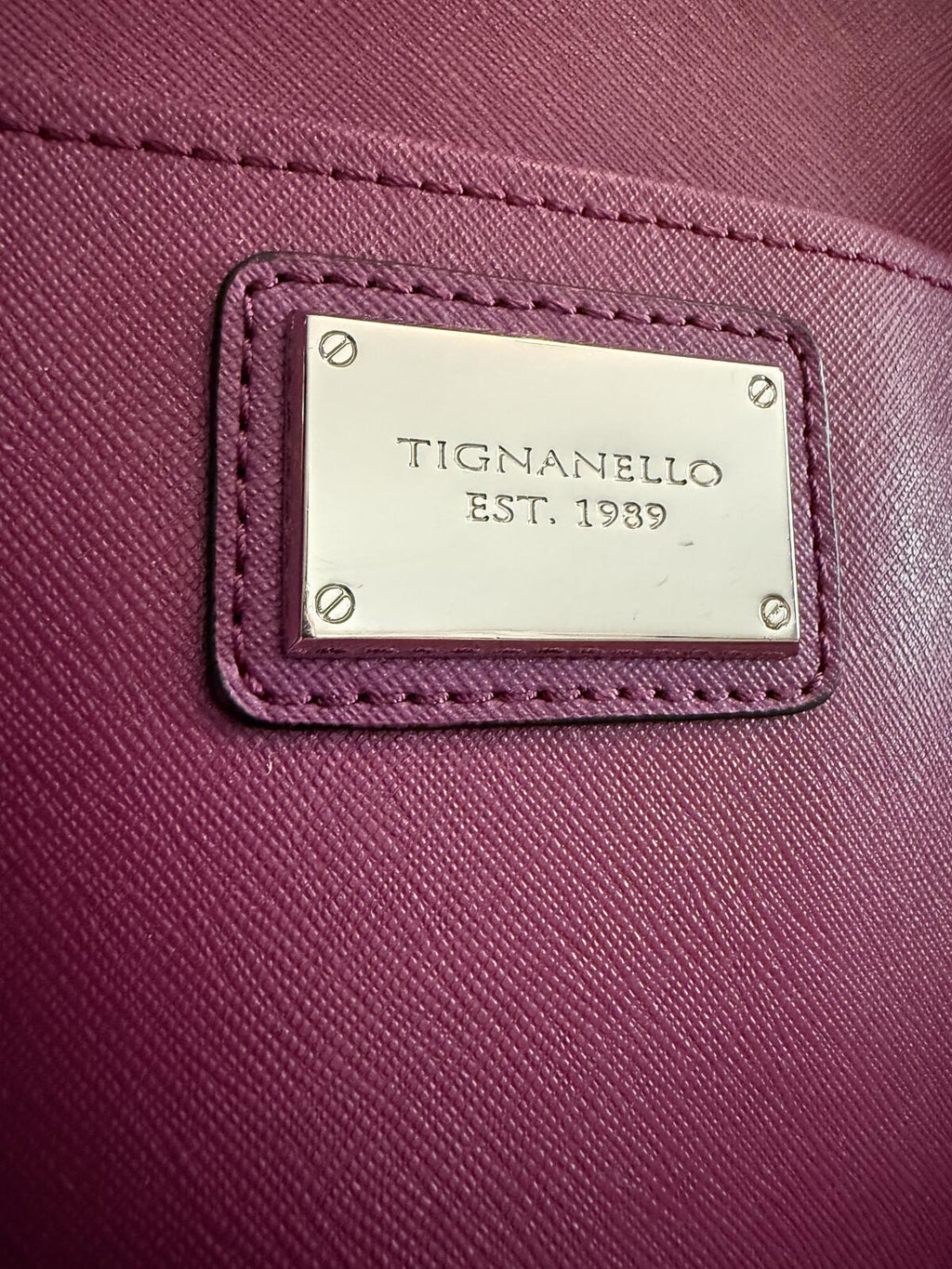 Tignanello Magenta Saffiano Leather Dome Satchel Shoulder Bag