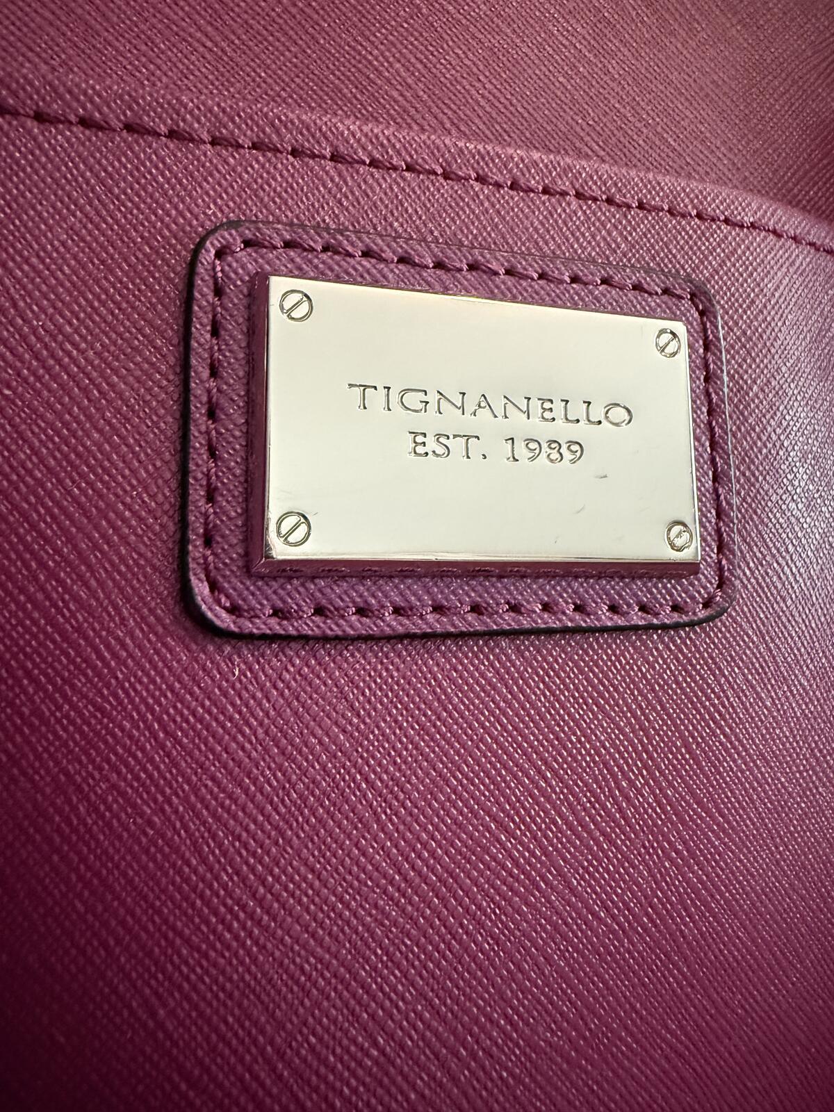 Tignanello Magenta Saffiano Leather Dome Satchel Shoulder Bag