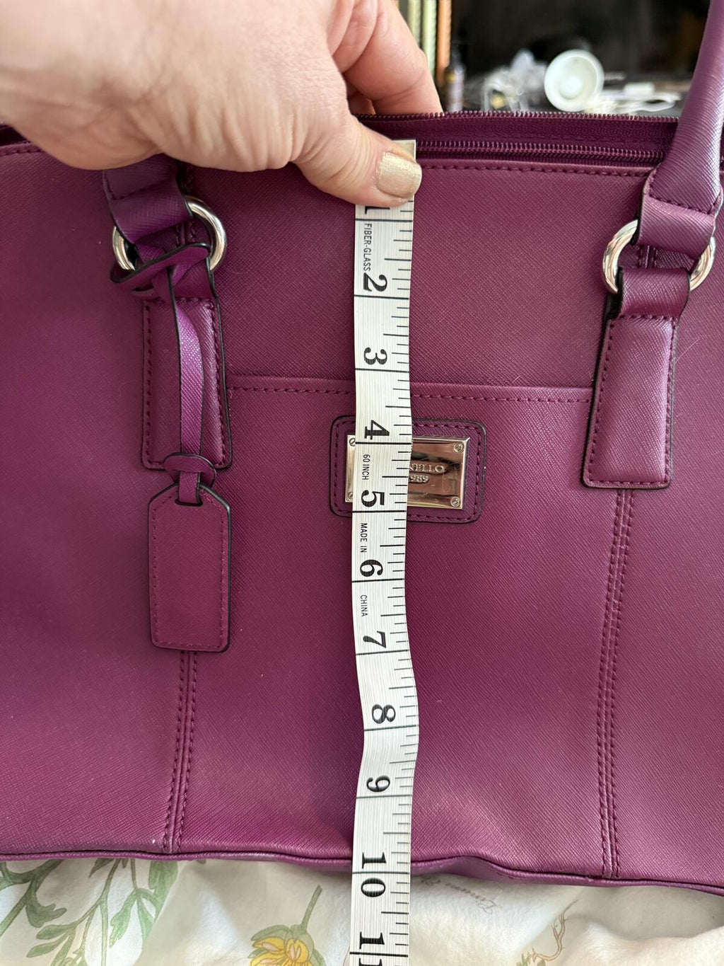Tignanello Magenta Saffiano Leather Dome Satchel Shoulder Bag