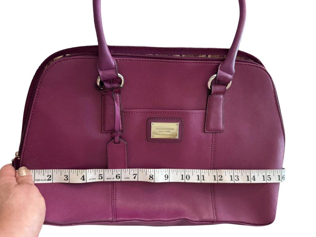 Tignanello Magenta Saffiano Leather Dome Satchel Shoulder Bag