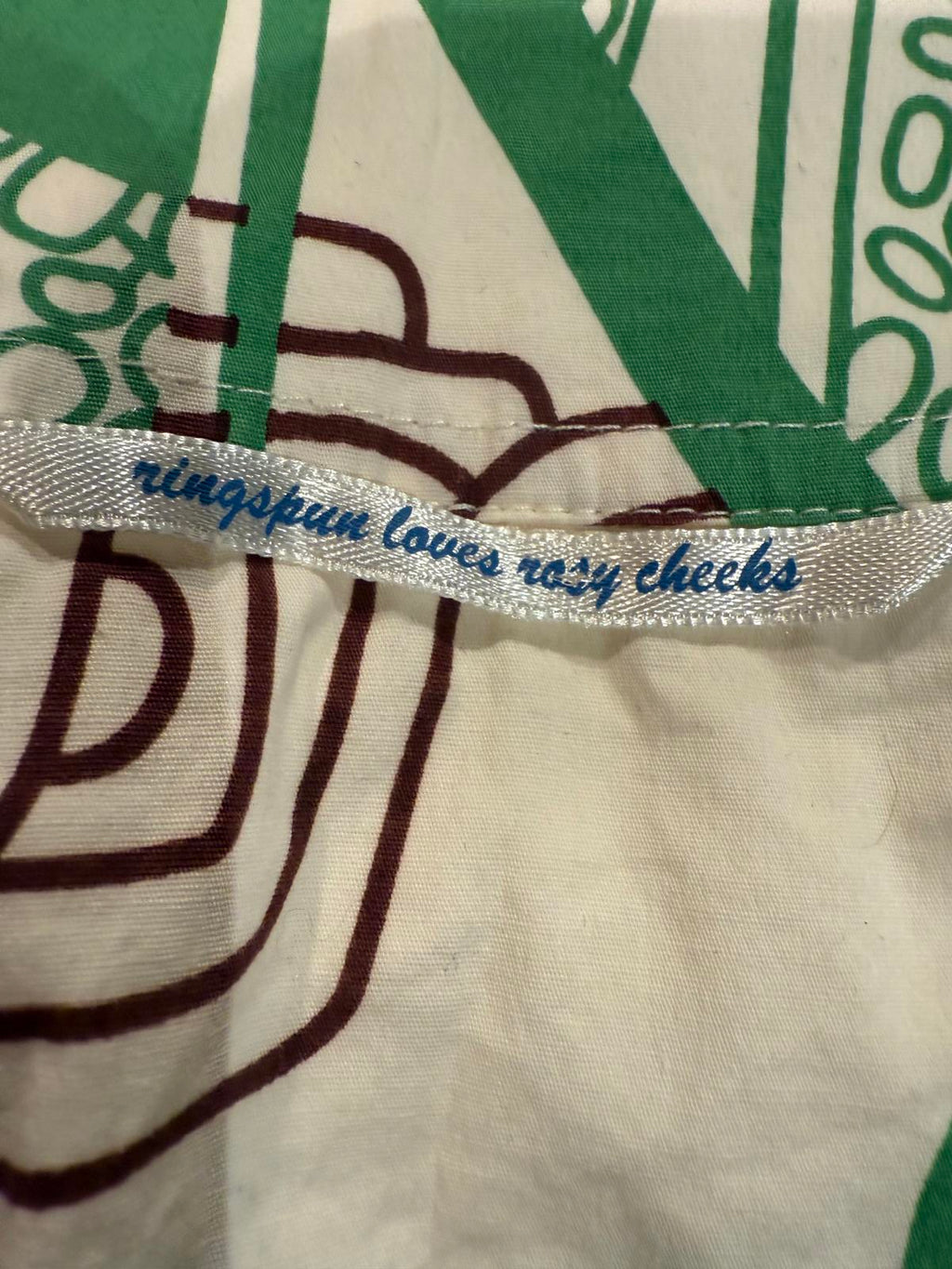 Ringspun Loves Rosy Cheeks Long Sleeve Shirt with Green Floral Abstract Print