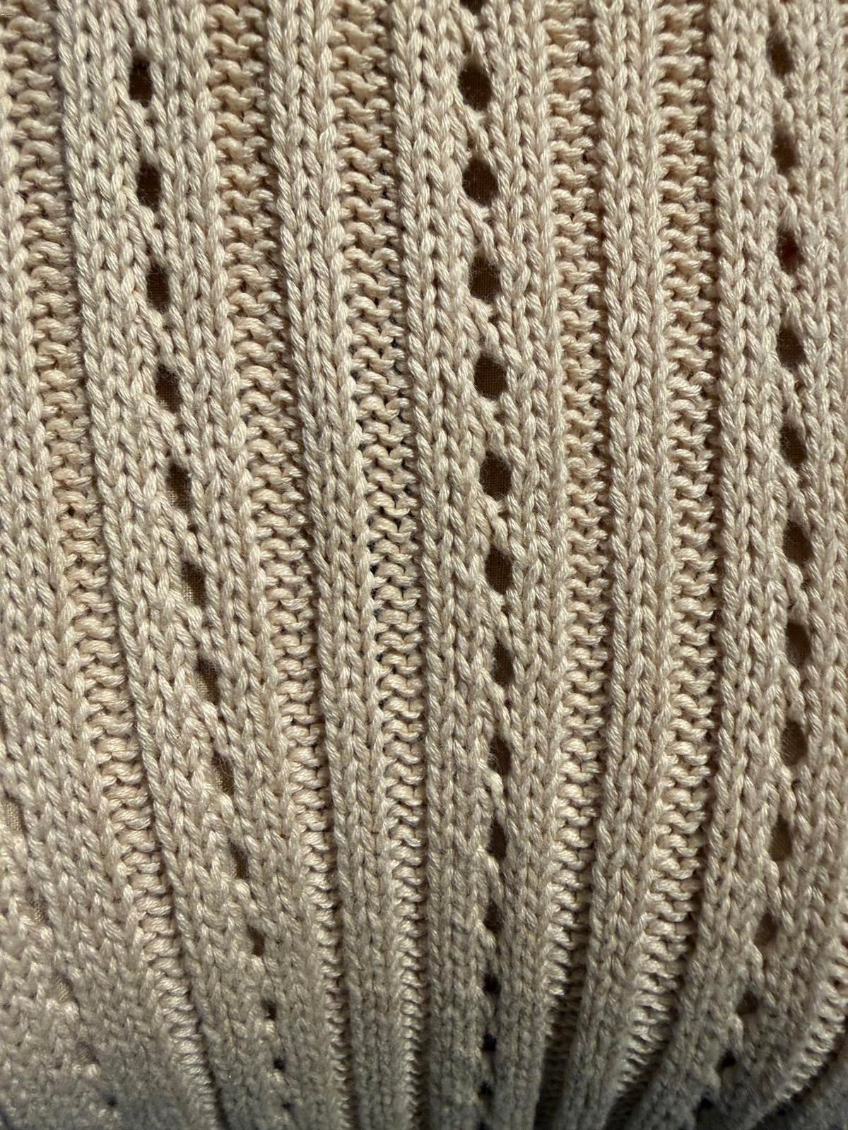 Zoe and Claire Cream Knit Midi Dress with Short Sleeves