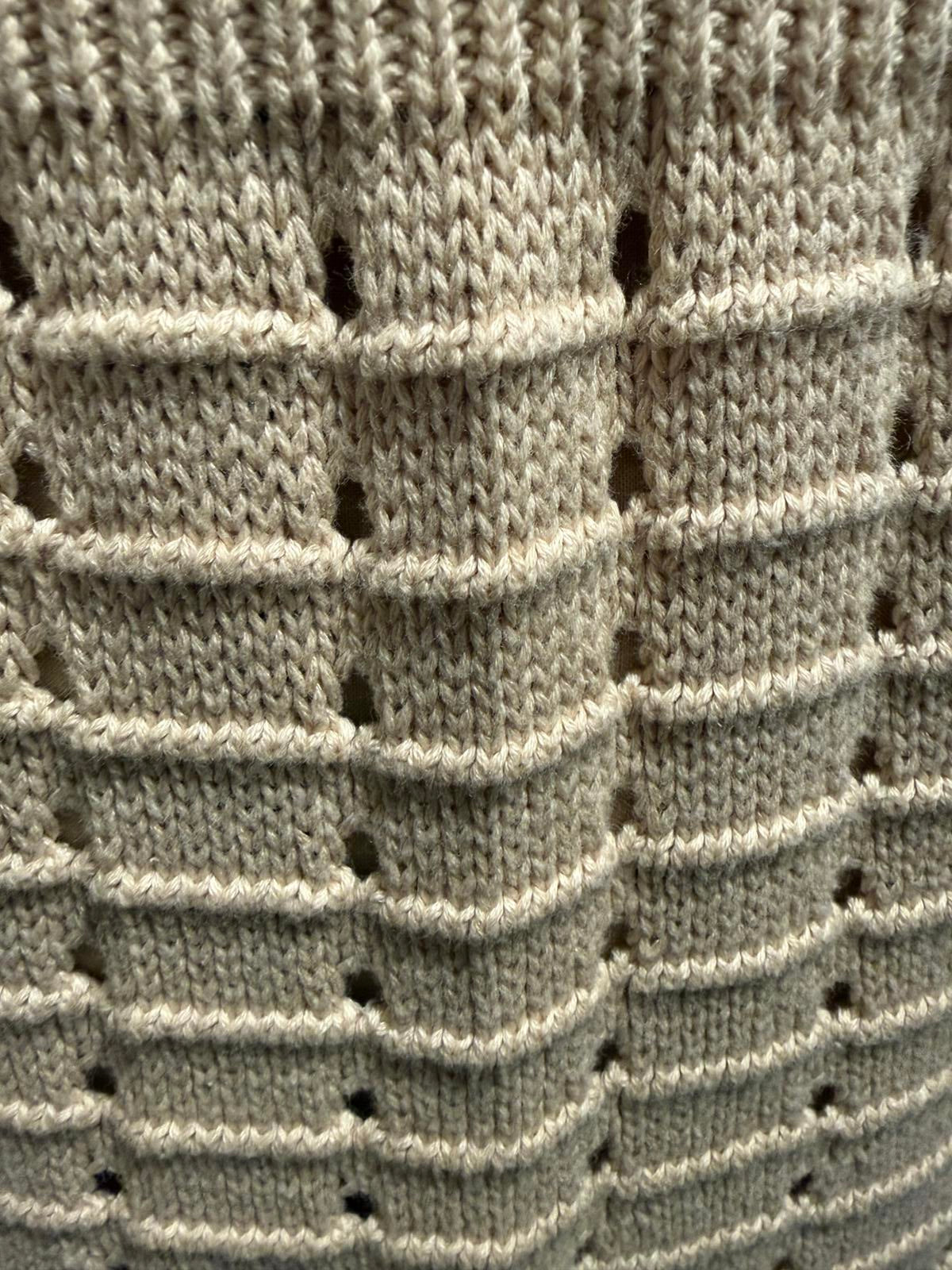 Zoe and Claire Cream Knit Midi Dress with Short Sleeves