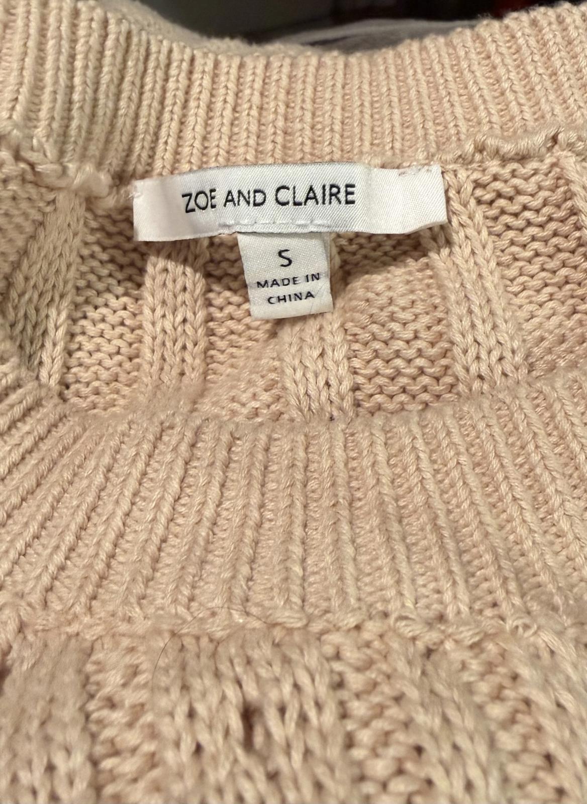 Zoe and Claire Cream Knit Midi Dress with Short Sleeves