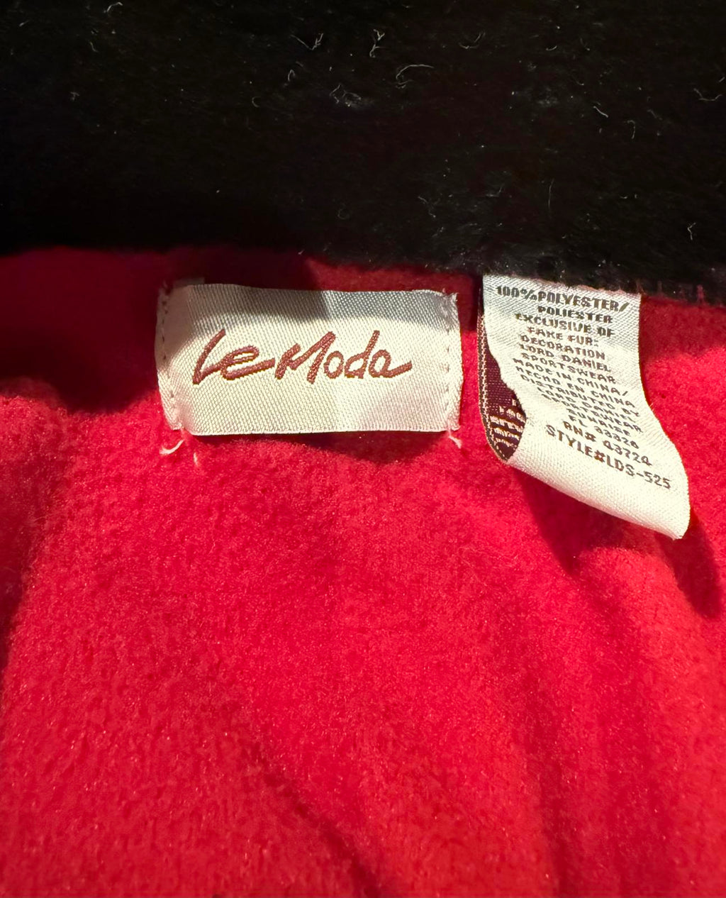 Le Moda Red Cape Coat with Black Faux Fur Collar