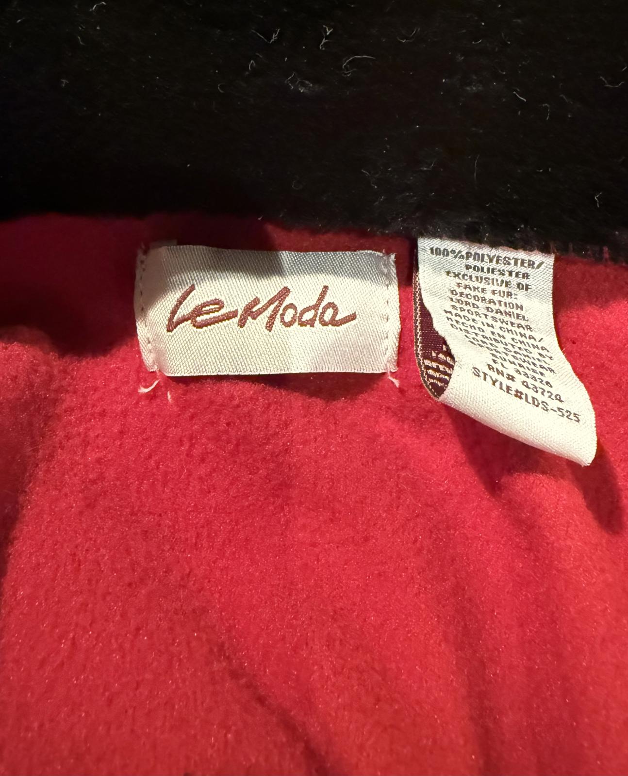 Le Moda Red Cape Coat with Black Faux Fur Collar