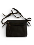 Black Crossbody Bag with Gold Zipper Details