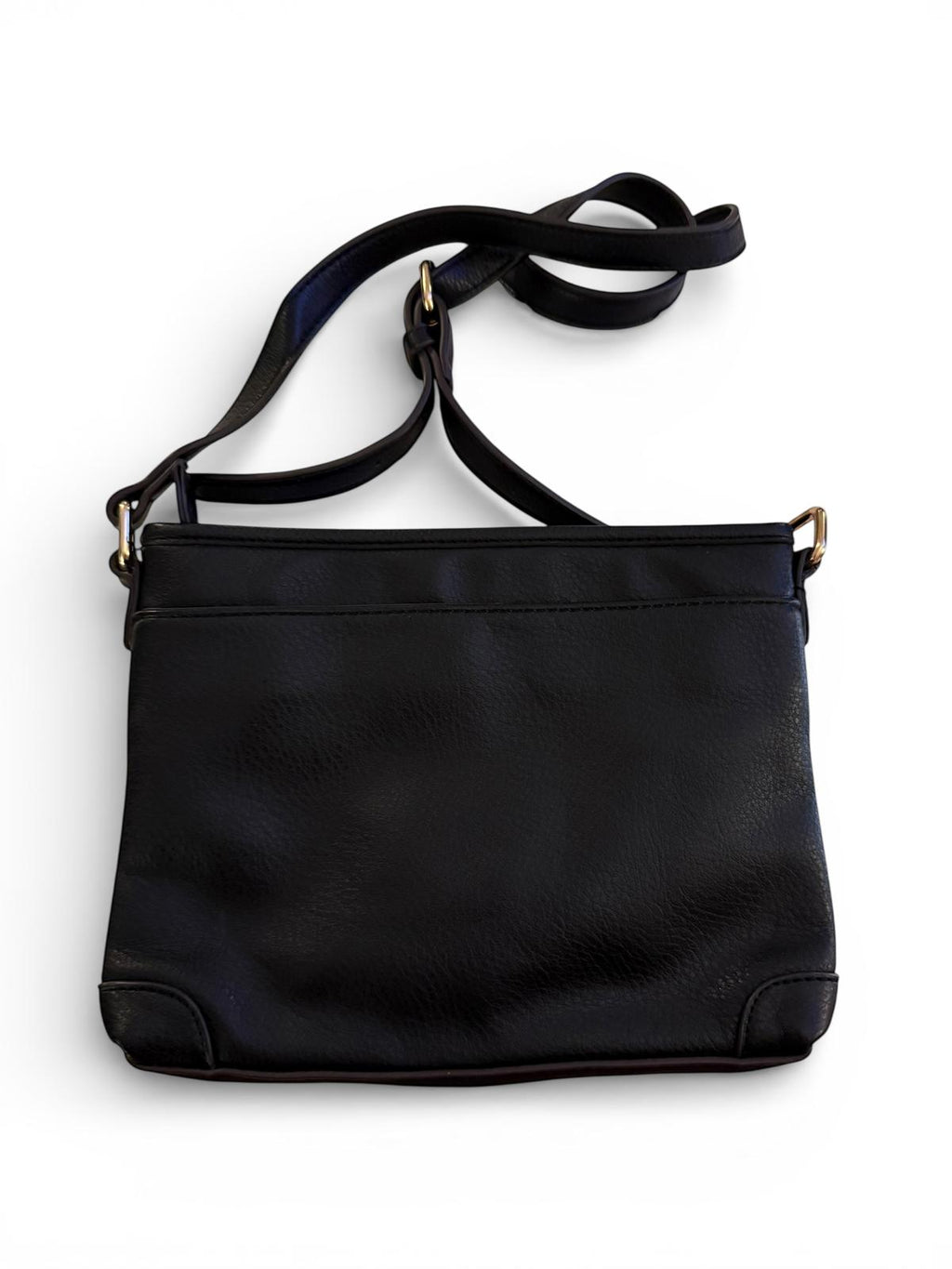 Black Crossbody Bag with Gold Zipper Details