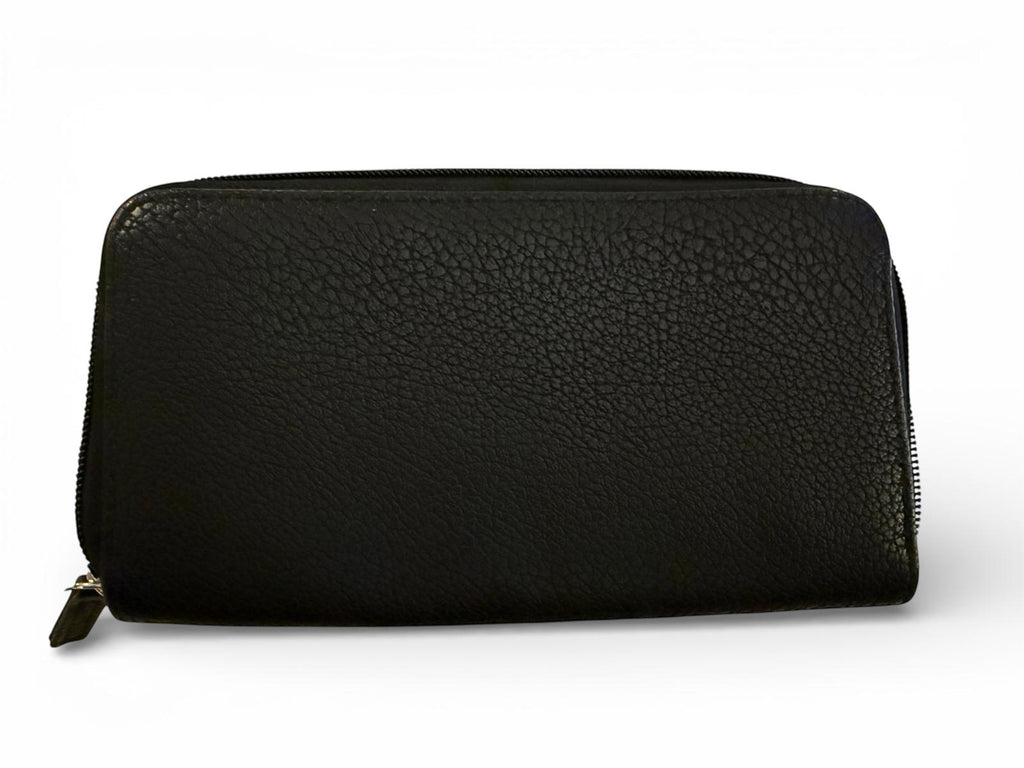 Black Zip-Around Leather Wallet