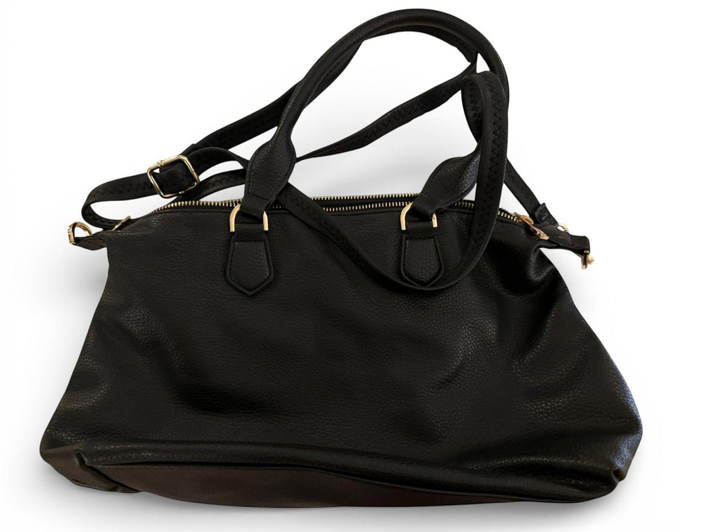 A New Day Black Handbag with Dual Handles and Adjustable Strap