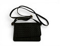Black Woven Pattern Crossbody Wallet Bag