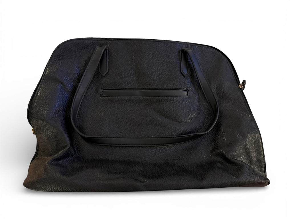 Large Black Faux Leather Travel Tote Bag