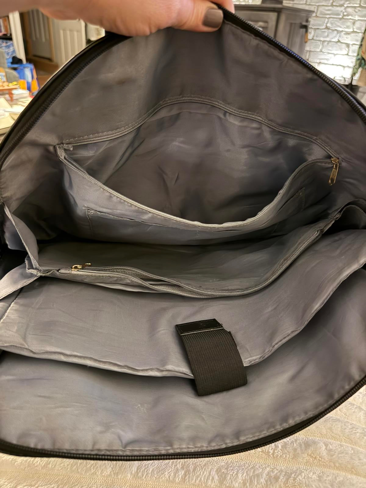 Large Black Faux Leather Travel Tote Bag