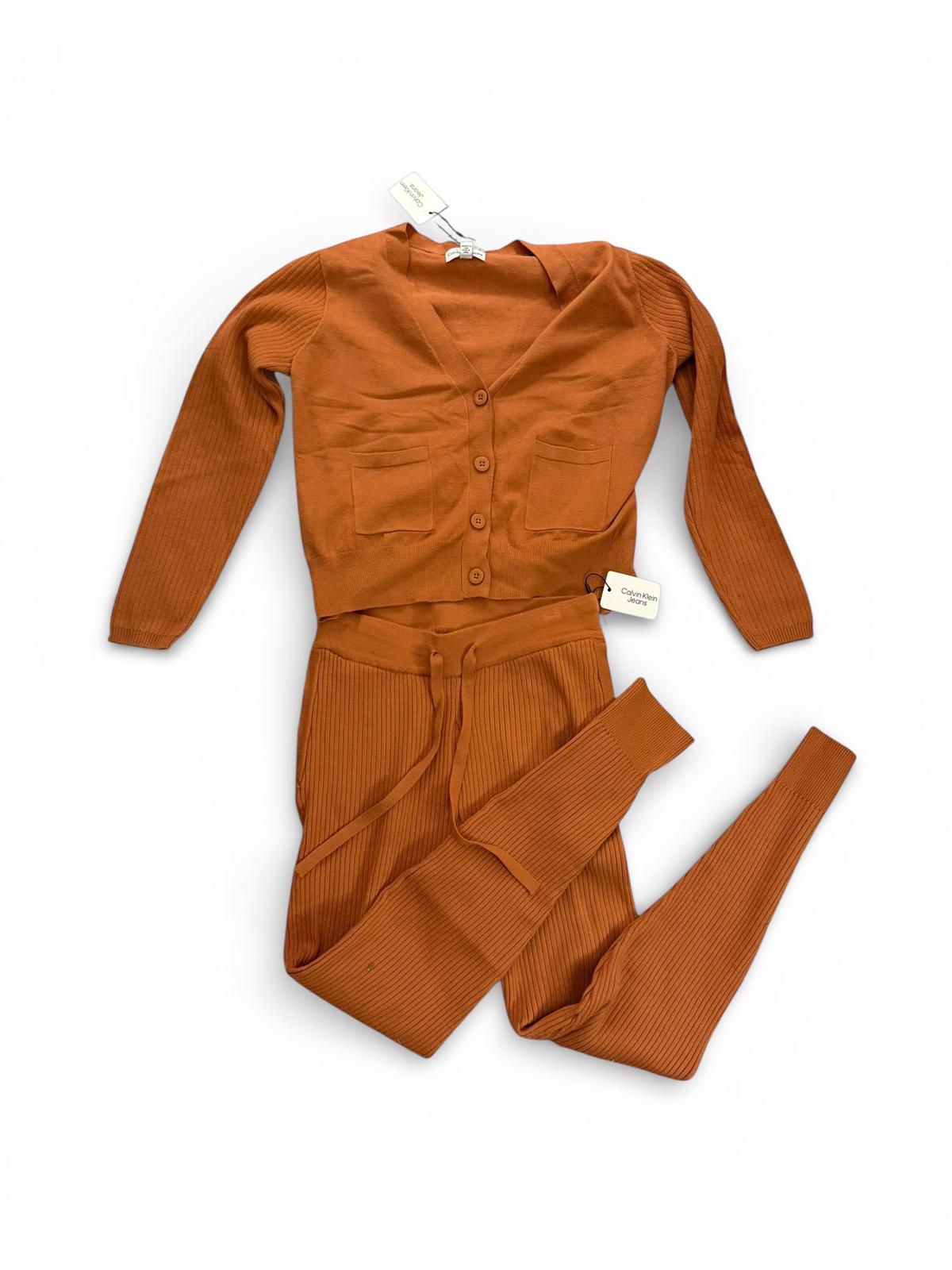 Calvin Klein Jeans Women's Ribbed Knit Cardigan and Pants Set
