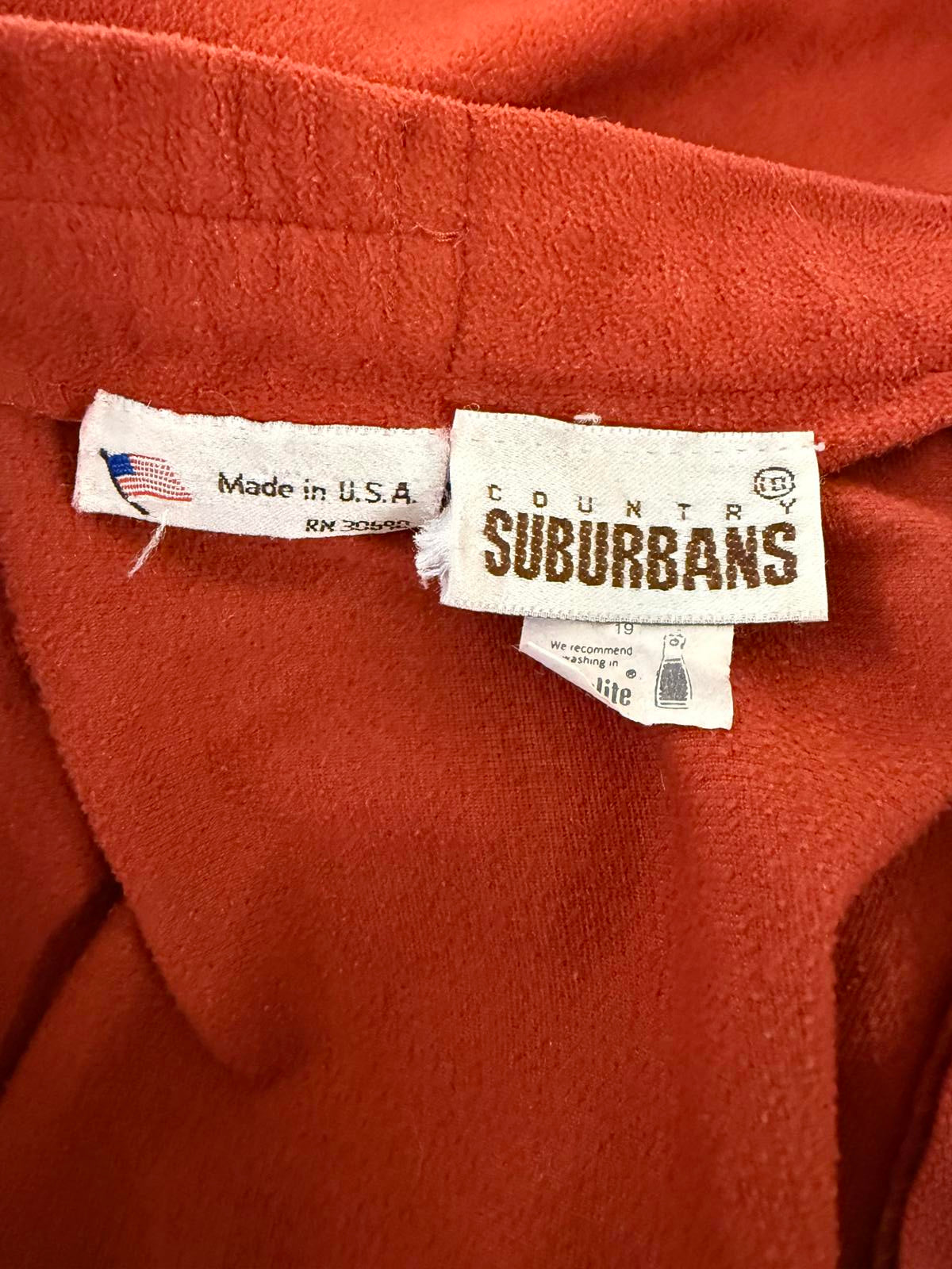 Country Suburbans Vintage Rust Orange Midi Skirt with High Waist
