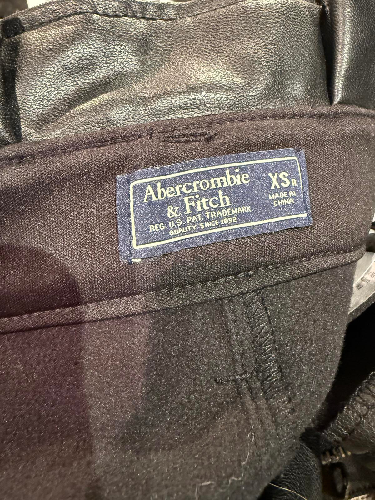 Abercrombie & Fitch High Waist Black Faux Leather Paperbag Pants with Belt