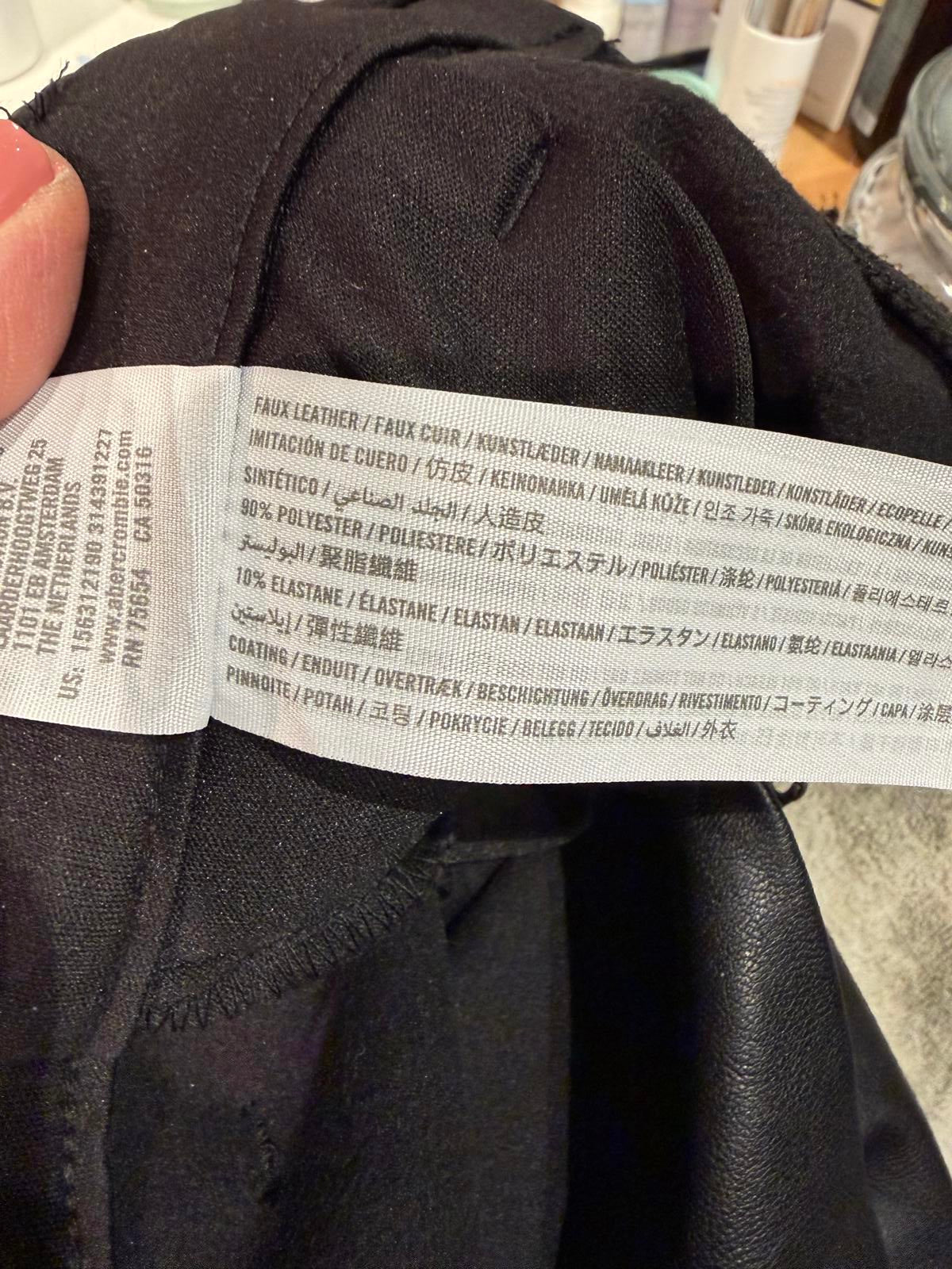 Abercrombie & Fitch High Waist Black Faux Leather Paperbag Pants with Belt