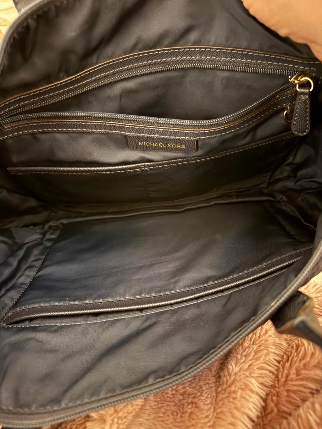 Michael Kors Blue Nylon Tote Bag with Gold Hardware