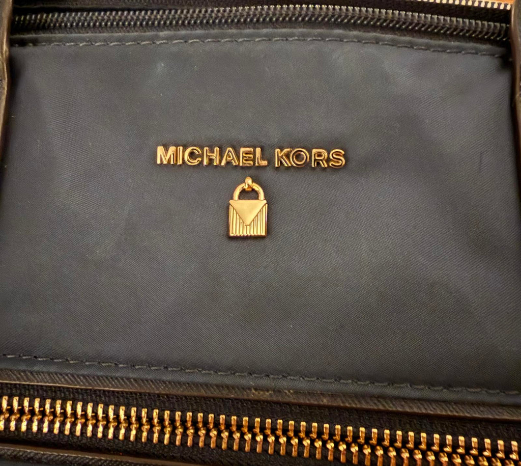Michael Kors Blue Nylon Tote Bag with Gold Hardware