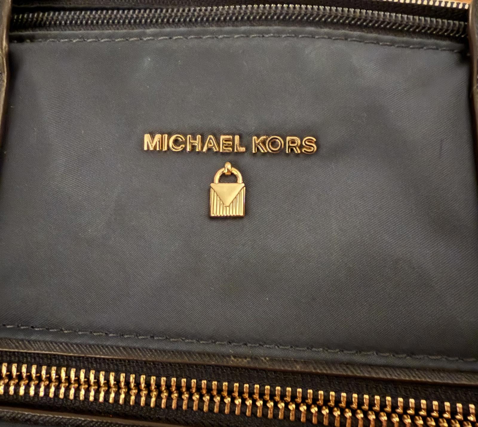 Michael Kors Blue Nylon Tote Bag with Gold Hardware