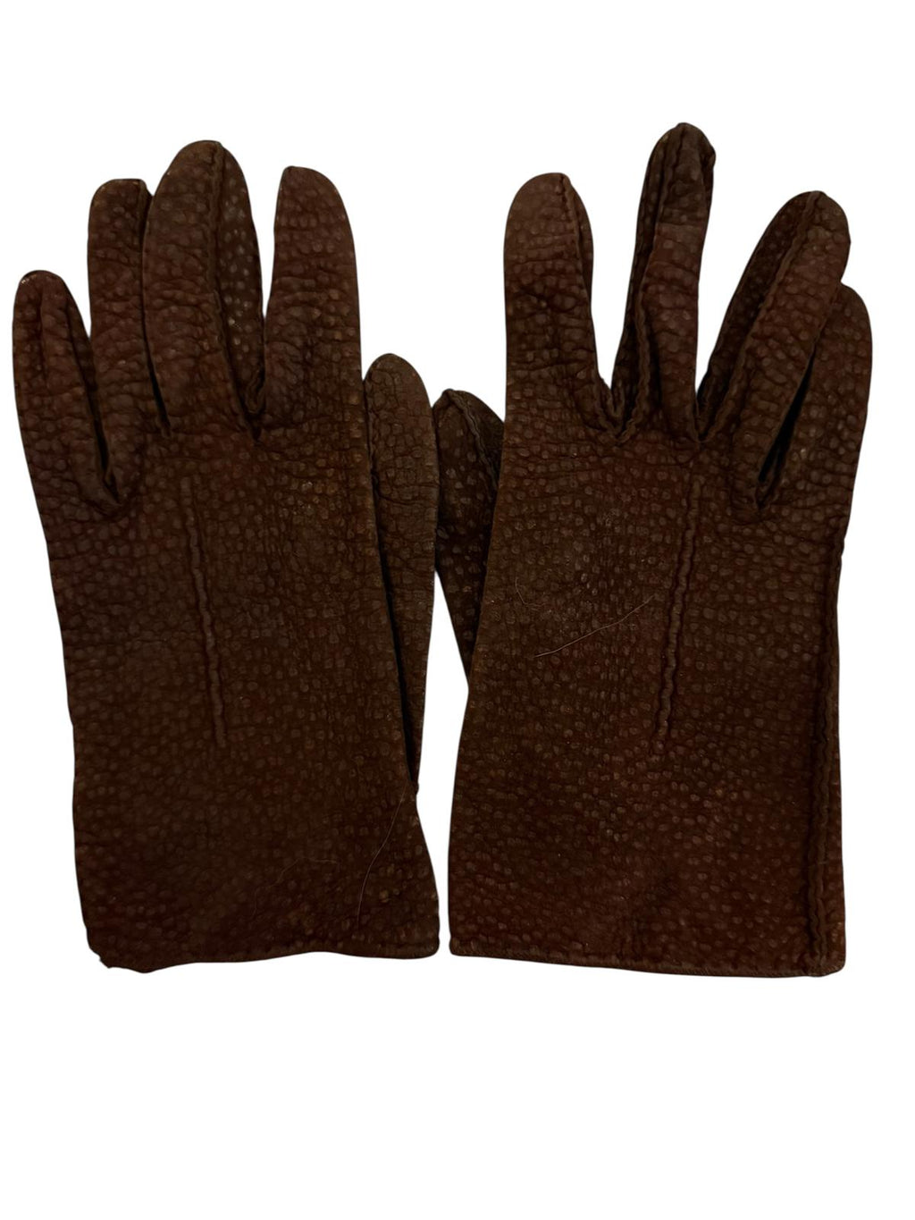 Brown Textured Suede Leather Gloves Size 7 1/4