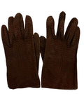 Brown Textured Suede Leather Gloves Size 7 1/4