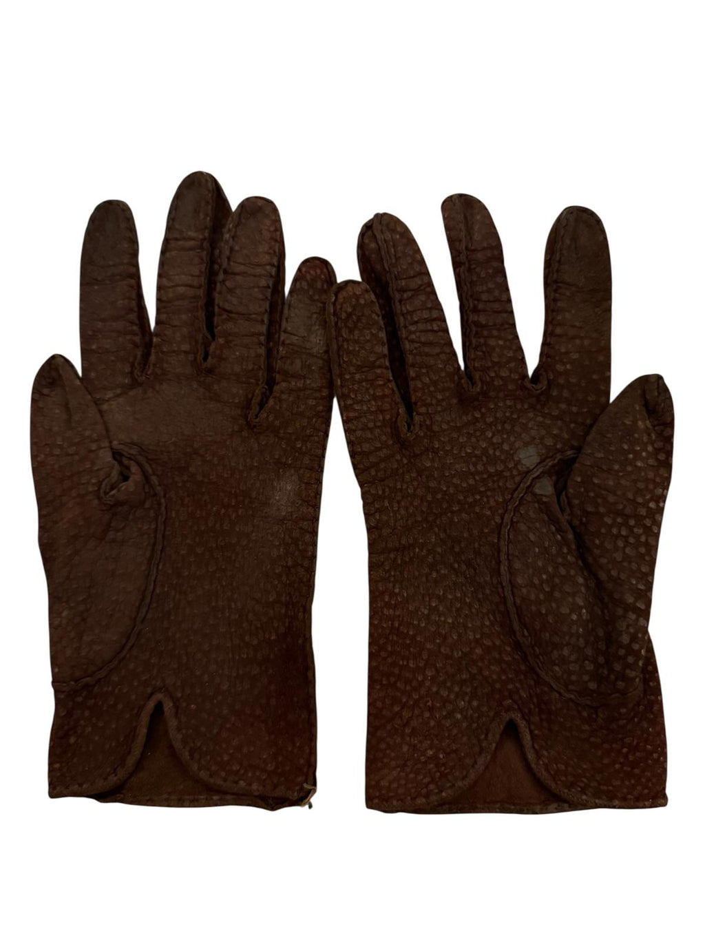 Brown Textured Suede Leather Gloves Size 7 1/4