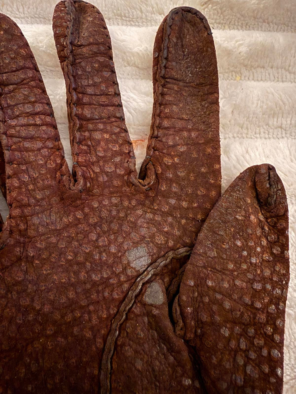 Brown Textured Suede Leather Gloves Size 7 1/4