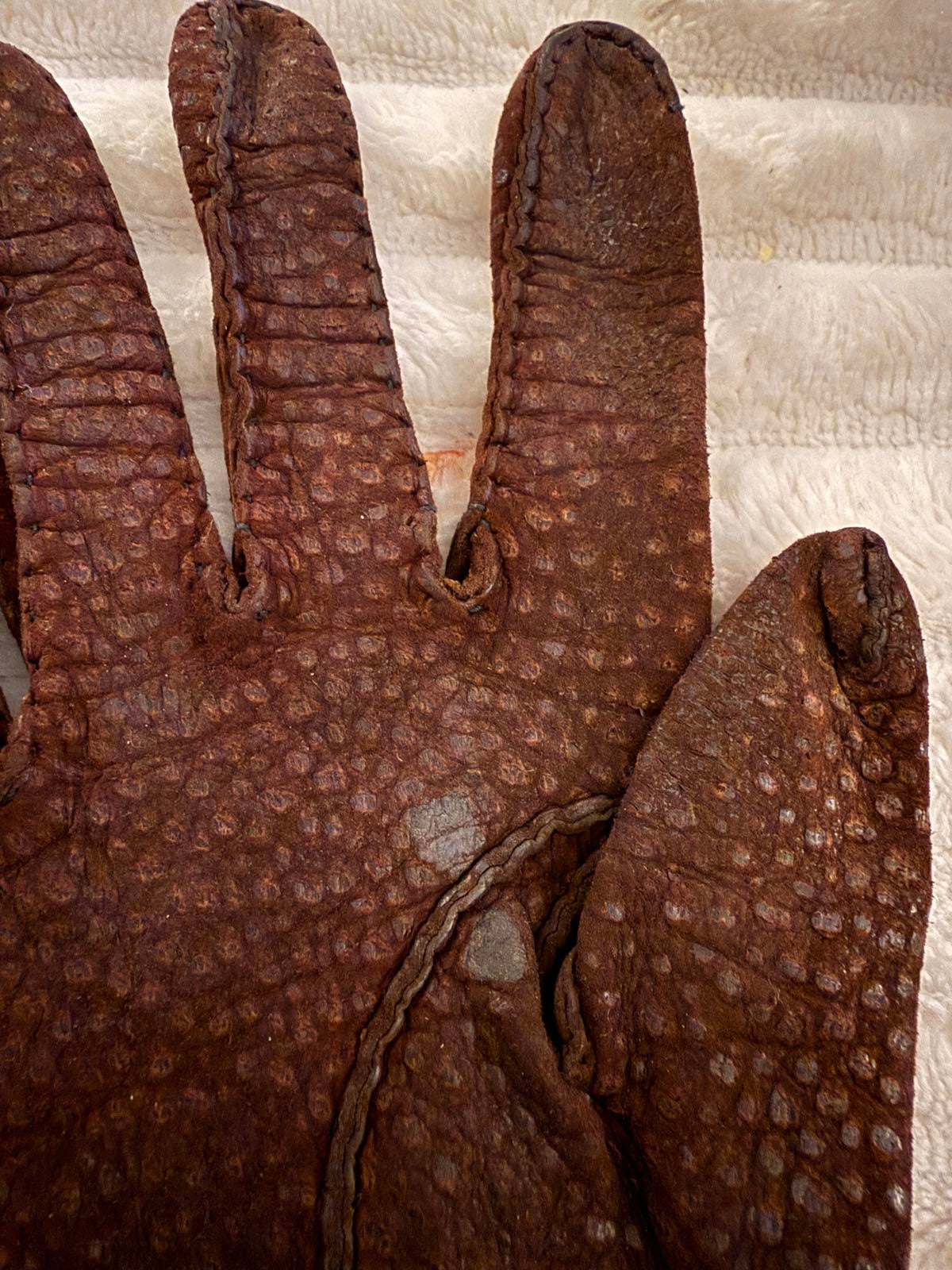 Brown Textured Suede Leather Gloves Size 7 1/4
