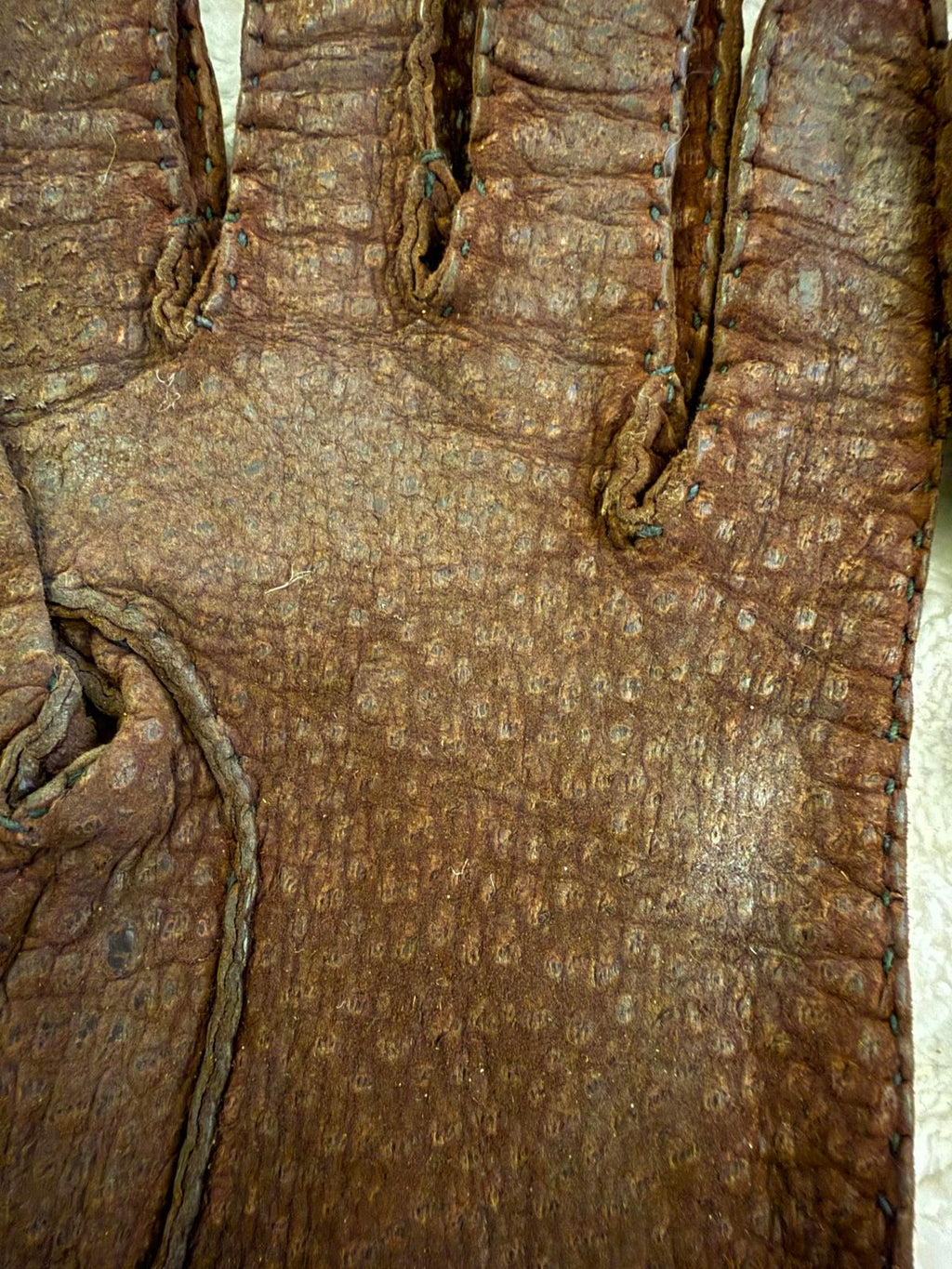 Brown Textured Suede Leather Gloves Size 7 1/4
